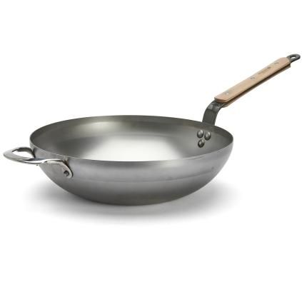 Wok MINERAL B BOIS 32 cm, argent, acier, de Buyer