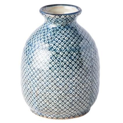 Bouteille de sake SHIBORI, bleu, céramique, MIJ