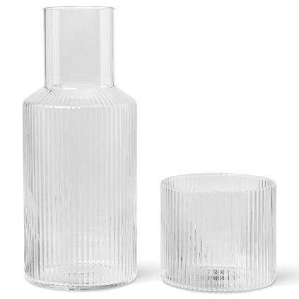 Carafe à eau RIPPLE 500 ml, avec verre, clair, verre, ferme LIVING