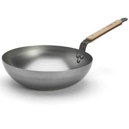 Wok MINERAL B BOIS 28 cm, argent, acier, de Buyer