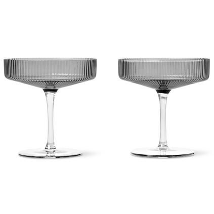 Flûte à champagne RIPPLE 150 ml, set de 2 pc, gris, ferme LIVING