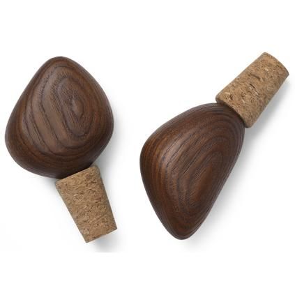 Bouchon à vin CAIRN, set de 2 pc, marron, bois, ferm LIVING