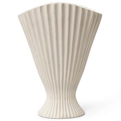 Vase FONTAINE 30,5 cm, blanc, grès, ferme LIVING