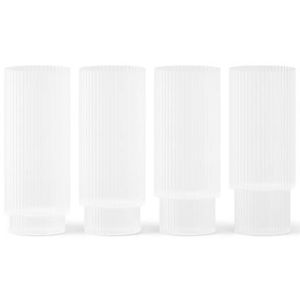 Verre tumbler RIPPLE 300 ml, set de 4 pc, blanc, ferme LIVING