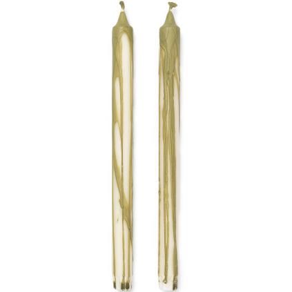 Bougie chandelle DRYP 30 cm, set de 2 pc, olive vert, ferme LIVING