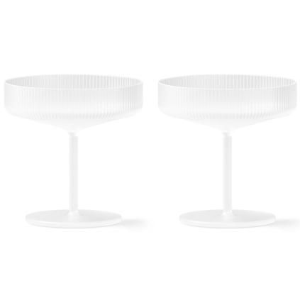 Flûte à champagne RIPPLE 150 ml, set de 2 pc, blanc, ferme LIVING