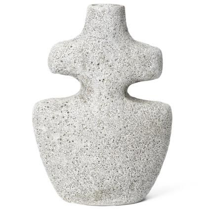 Bougeoir YARA 17,5 cm, gris, grès, ferme LIVING
