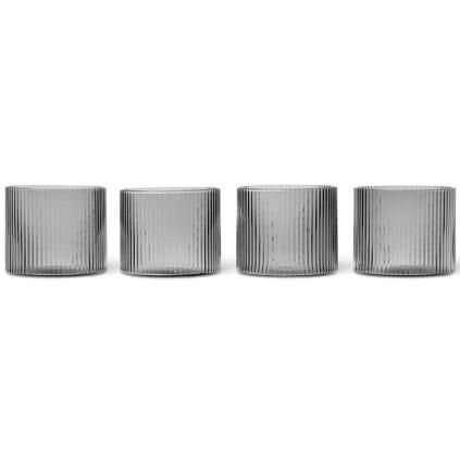 Verre à eau RIPPLE 200 ml, set de 4 pc, gris, ferme LIVING