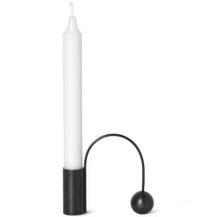 Bougeoir BALANCE 11 cm, noir, laiton, ferme LIVING