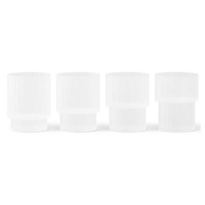 Verre à eau RIPPLE 200 ml, set de 4 pc, blanc, ferme LIVING