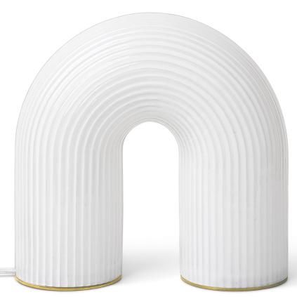 Lampe de table sans fil VUELTA 22,5 cm, LED, blanc, verre, ferme LIVING