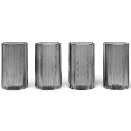 Verre à apéritif RIPPLE 140 ml, set de 4 pc, gris, ferme LIVING