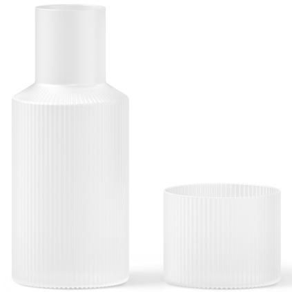 Carafe à eau RIPPLE 500 ml, avec verre, blanc, verre, ferm LIVING
