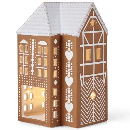 215972 svicen na cajovou svicku gingerbread lighthouse 17 cm hneda kamenina kahler