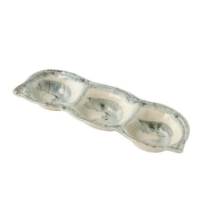 216662 miska na omacku triple pod 3 x 40 ml modra bila keramika mij