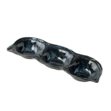 216641 miska na omacku triple pod 3 x 40 ml modra keramika mij