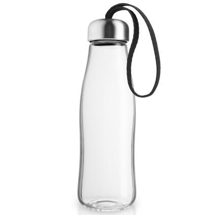 218507 lahev na vodu 500 ml cerny reminek sklo eva solo
