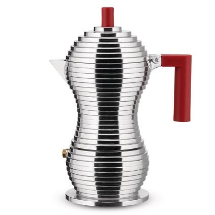 218870 moka kavovar pulcina 150 ml na indukci cervena rukojet alessi