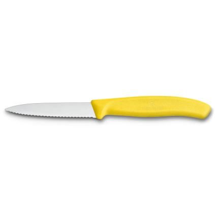 219641 nuz na zeleninu 8 cm zoubkovane ostri zluta plast victorinox