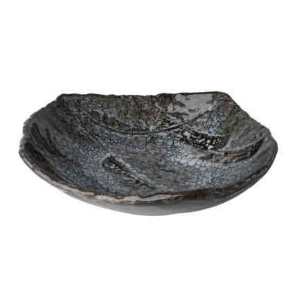 221924 jidelni talir shiranami 26 x 23 cm oval cerna keramika mij
