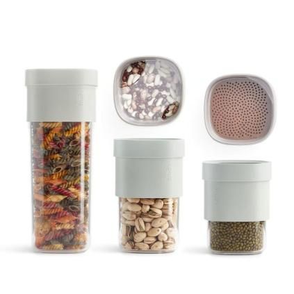 226209 doza na potraviny flip storage sada 3 ks zelena plast lekue