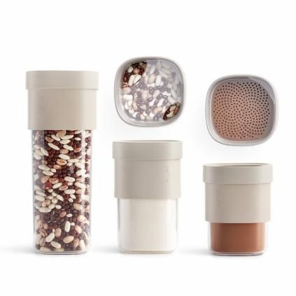 226290 doza na potraviny flip storage sada 3 ks bezova plast lekue