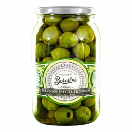 228087 zelene olivy 880 g sicilske vypeckovane bornibus