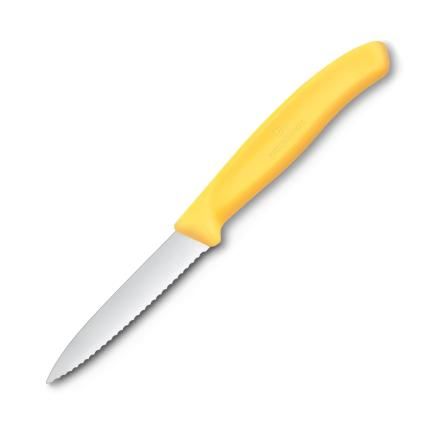 229218 orezavaci nuz swiss classic 8 cm vroubkovany zluta plast victorinox
