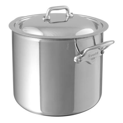 157772 hrnec vysoky s nerezovymi uchy a nerezovou poklici o 24 cm mauviel