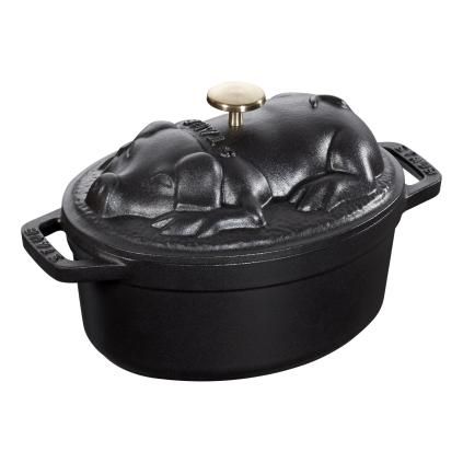 149504 ovalny hrnec s poklici ve tvaru prasatka cerny v 1 0 l staub