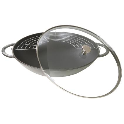 141287 wok se sklenenou poklici o 37 cm grafitove sedy staub