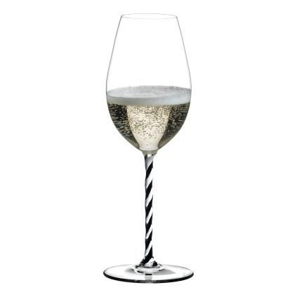 160814 sklenice champagne wine glass black and white twisted fatto a mano riedel