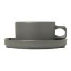 Tasse à thé avec soucoupe PILAR set de 2 pc, 200 ml, gris foncé, céramique, Blomus