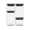 Boîte de conservation pour aliments TASTY PLUS, set de 4 pc, gris foncé, plastique, Brabantia