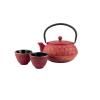 Théière et tasses à thé en set SHANGHAI, 3 pièces, 600 ml, rouge, Bredemeijer