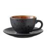 Tasse à thé avec soucoupe, set de 4 pc, 240 ml, noir/mix, Bitz