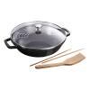 Wok 30 cm, avec couvercle en verre, noir, Staub