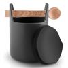 Bocal de rangement 15 cm, avec cuillère en bois, noir, Eva Solo