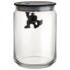Bocal de rangement GIANNI 900 ml, couvercle noir, verre, Alessi