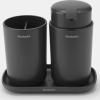Distributeur de savon liquide et verre porte brosse à dent en set, gris, Brabantia