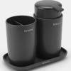 Distributeur de savon liquide et verre porte brosse à dent en set, gris, Brabantia