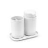 Distributeur de savon liquide et verre porte brosse à dent en set, blanc, Brabantia