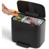 Poubelle à pédale BO 11 + 23 l, noir mat, Brabantia