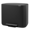 Poubelle à pédale BO 11 + 23 l, noir mat, Brabantia