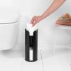 Support brosse à toilette, dérouleur de papier toilette et porte-rouleau de rechange dans un set RENEW, noir, Brabantia