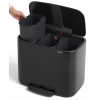 Poubelle à pédale BO 3 x 11 l, noir, Brabantia