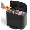 Poubelle à pédale BO 3 x 11 l, noir, Brabantia