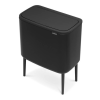 Poubelle à couvercle tactile BO 3 x 11 l, noir mat, Brabantia