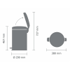 Poubelle à pédale NEWICON 20 l, platine, Brabantia