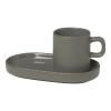 Tasse à espresso avec soucoupe PILAR, set de 2 pc, 50 ml, gris foncé, Blomus
